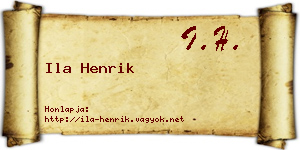 Ila Henrik névjegykártya